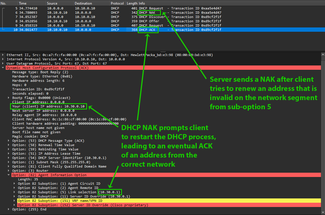 Windows DHCP Server behavior after DhcpFlagSubnetChangeDHCPRequest is set in the registry.