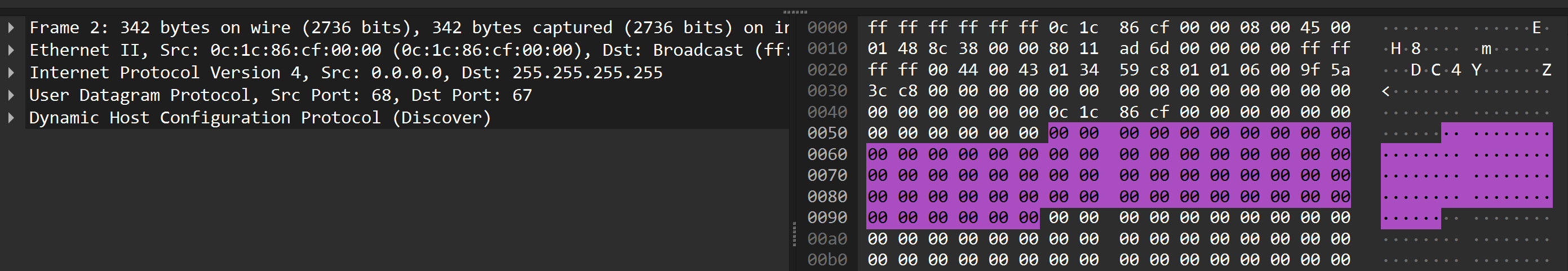 DHCP Discover Packet